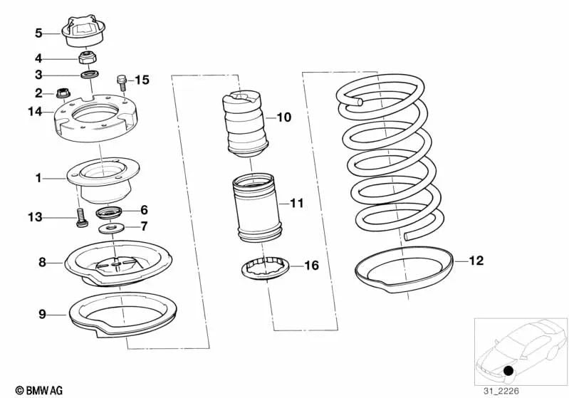 Pierre supérieure de BMW E30, E28, E34, E24 (OEM 31331128524). BMW d'origine.