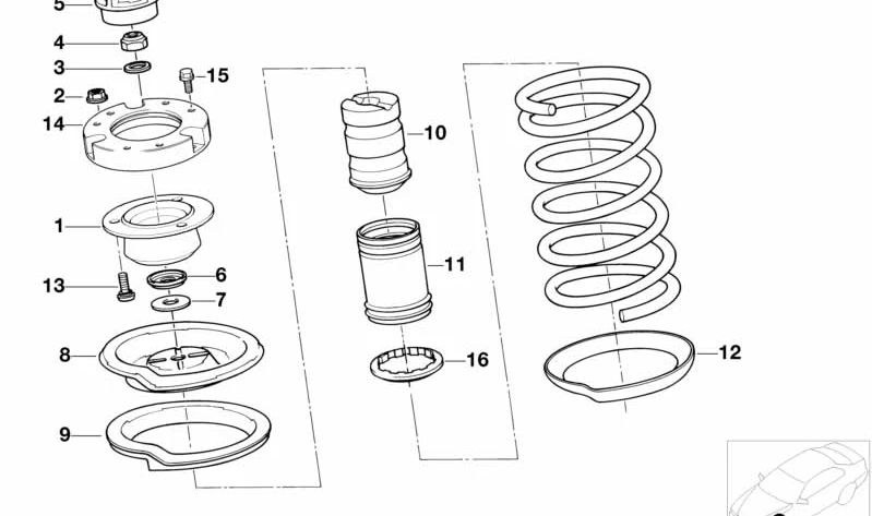 Soporte de copelas OEM 31331139484 con corrección de caída para BMW E30, E28, E34, E24, Z1. Original BMW.