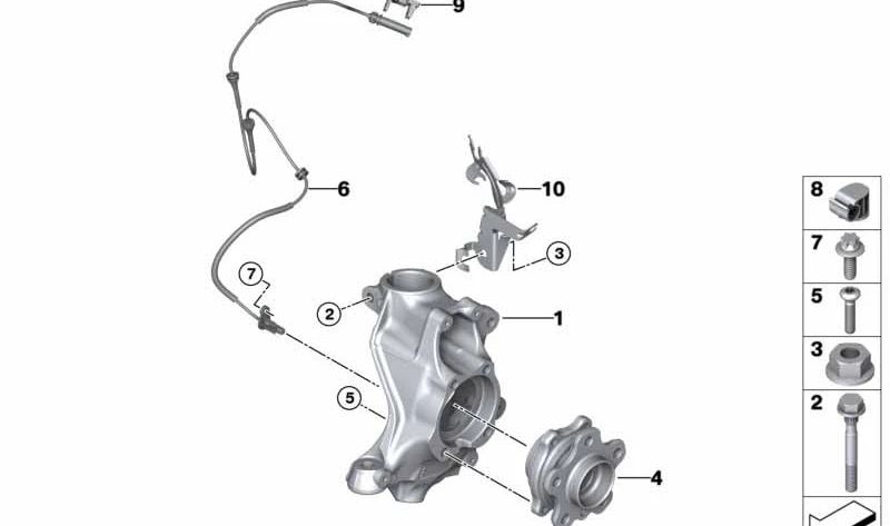 Suspension mount with camber adjustment left OEM 31206897099 for BMW G42. Original BMW