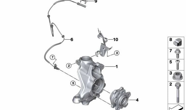 Cojinete de pivote corrección de caída izquierda para BMW G42, G20, G22, G23 (OEM 31216891169). Original BMW