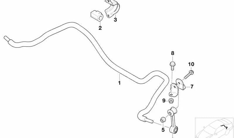 Cojinete de Goma del Estabilizador para BMW E46, E86 (OEM 33552282682). Original BMW