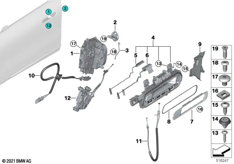 Junta de embellecedor del tirador de la puerta delantera izquierda para BMW I20 (OEM 51215A33F81). Original BMW