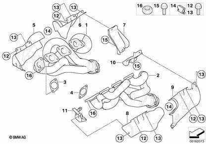 Colector de escape para BMW Serie 3 E90, E90N, E92, E92N, E93, E93N (OEM 11627838400). Original BMW.