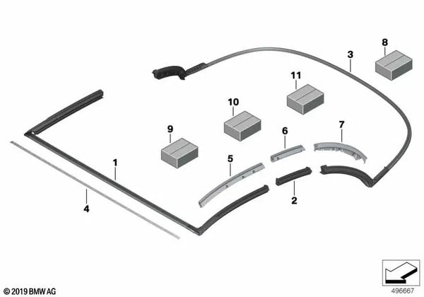 Juego de fijación junta trasera para BMW F91, G14 (OEM 54347947380). Original BMW.