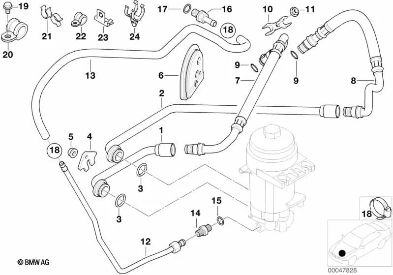 Return pressure hose for BMW E52 (OEM 11427832826). Original BMW