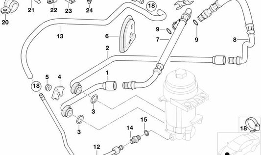 Tubo de presión de avance OEM 11427832823 para BMW E52. Original BMW.