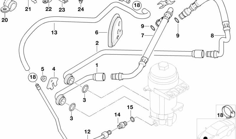 Tubería de Retorno de Aceite para BMW E52 (OEM 11427830717). Original BMW