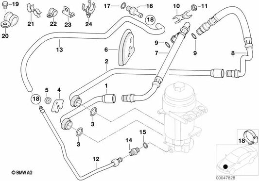 Manguera de retorno para BMW Z8 E52 (OEM 11427832825). Original BMW.