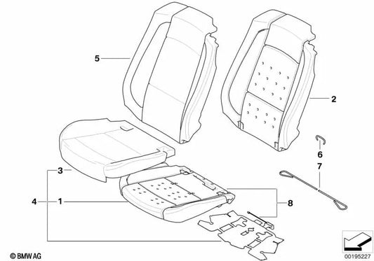 Funda de respaldo de cuero derecha para BMW E93, E93N (OEM 52107253760). Original BMW.