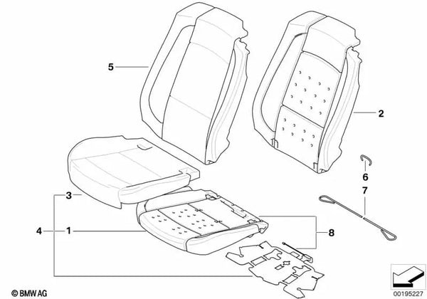 Funda respaldo de cuero izquierda para BMW Serie 3 E93, E93N (OEM 52107259183). Original BMW