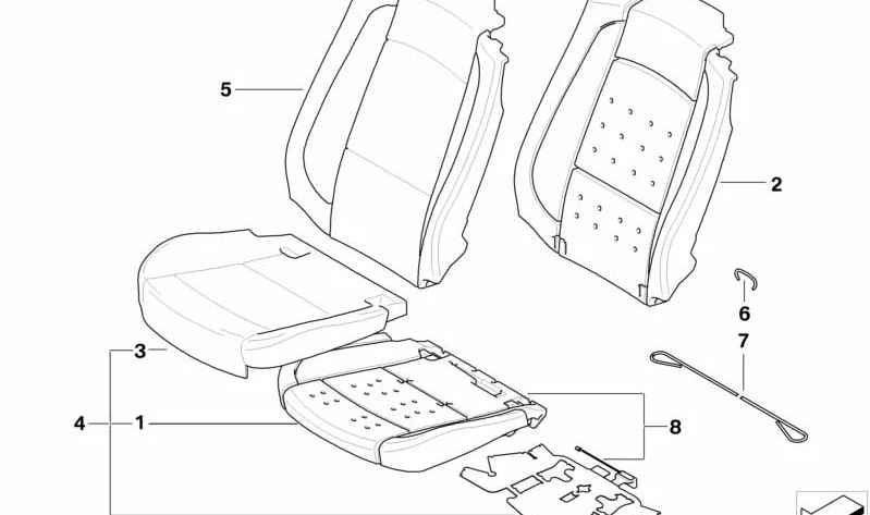 Parte del tapizado del asiento de cuero sintético para BMW Serie 3 E93, E93N (OEM 52109168519). Original BMW