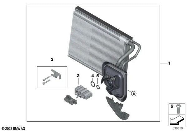 Evaporador con Válvula de Expansión para BMW Serie 3 G20, G20N, G21, G21N (OEM 64119495819). Original BMW