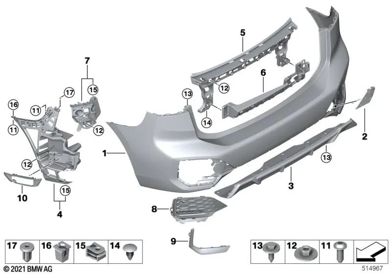 Grapa izquierda para BMW Serie 2 U06 (OEM 51128080939). Original BMW