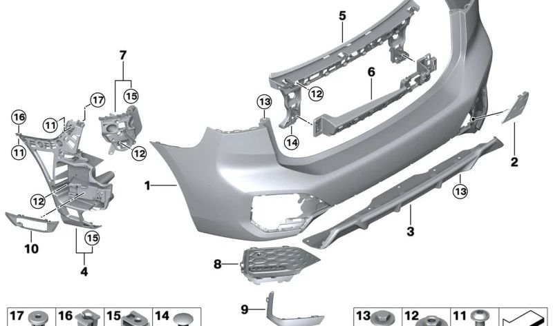 Alojamiento parachoques trasero izquierdo para BMW Serie 2 U06 (OEM 51128739139). Original BMW