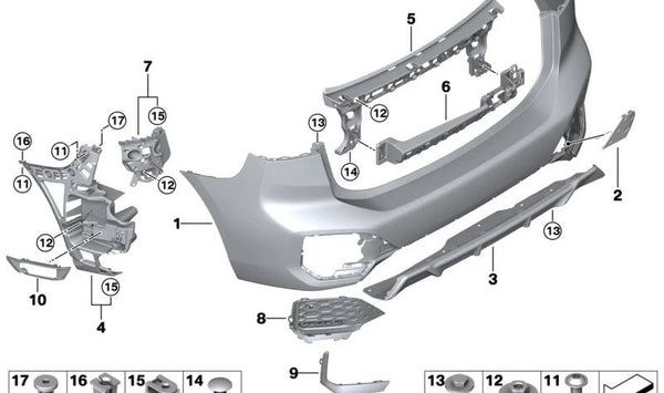 Revestimiento del parachoques trasero inferior para BMW Serie 2 U06 (OEM 51128080219). Original BMW