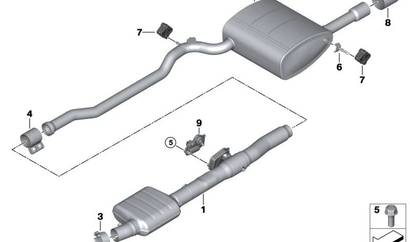 Abrazadera de escape OEM 18308581218 para BMW F20, F21, F40, F22, F23, F44, F45, F46, F30, F31, F34, F32, F33, F36, F48, F39, F25, F26. Original BMW