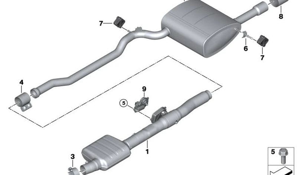 Abrazadera de escape OEM 18308581218 para BMW F20, F21, F40, F22, F23, F44, F45, F46, F30, F31, F34, F32, F33, F36, F48, F39, F25, F26. Original BMW