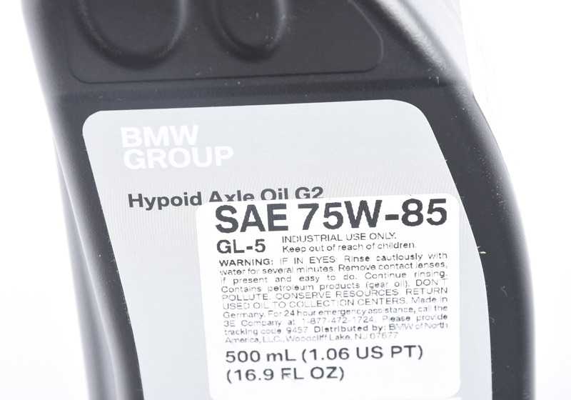 Aceite de Eje Hypoid G2 para BMW F20, F21, F22, F23, F30, F31, F34, F35, G20, G21, F32, F33, F36, F07, F10, F11, F18, F90, G30, G31, G32, F01, F02, G11, G12, E70, F15, F95, G05, E71, F16, G06, G07 (OEM 83222413511). Original BMW