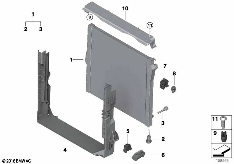 Radiador de refrigerante para BMW E70 (OEM 17117585036). Original BMW