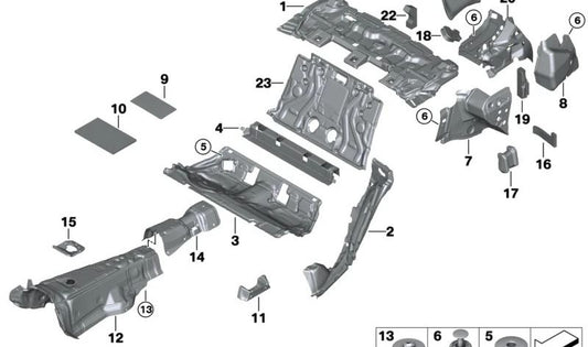 Aislante acústico mamparo maletero OEM 51487375746 para BMW F90, G30, G38. Original BMW.