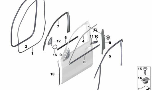 Cubierta del triángulo del espejo interior izquierdo para BMW X5 G05 (OEM 51417445513). Original BMW