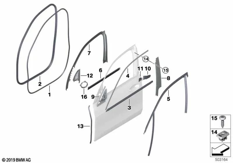 Cubierta triángulo del espejo interior derecho para BMW G05 (OEM 51417445514). Original BMW.