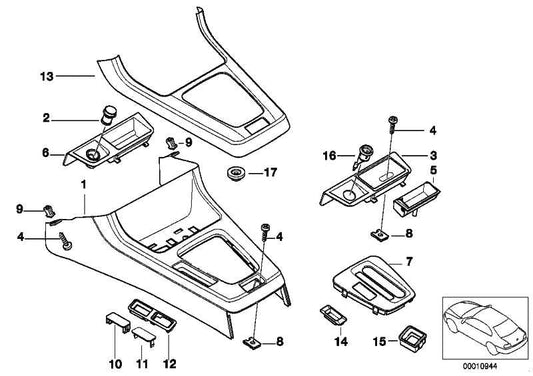 Cubierta Del Interruptor Marco Consola Central Para Bmw E36. Original Recambios