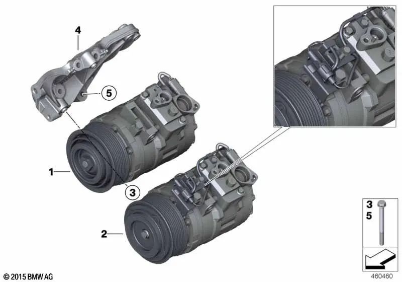 Klimakompressor ohne Magnetkupplung für BMW 3er F80, 4er F82, F83 (OEM 64529332782). Original BMW.