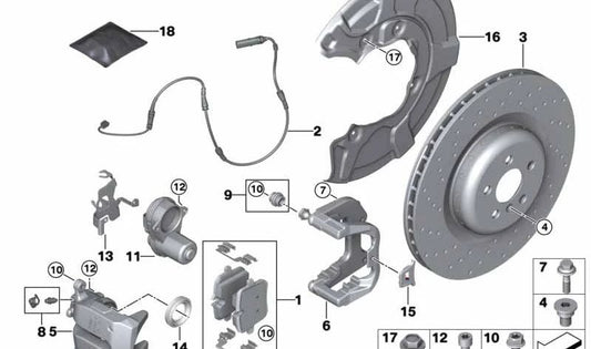 Carcasa de pinza de freno M Performance izquierda para BMW G14, G15, G16 (OEM 34206893577). Original BMW