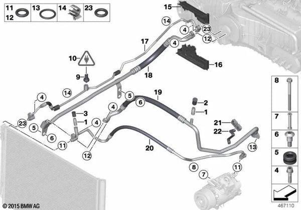 Tubería de Presión para BMW Serie 5 F07, F10, F11 (OEM 64539250709). Original BMW