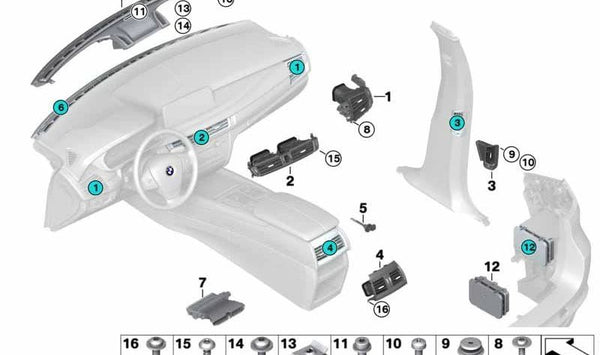 Rejilla de ventilación izquierda para BMW X5 F15, F85, X6 F16, F86 (OEM 64229252927). Original BMW.