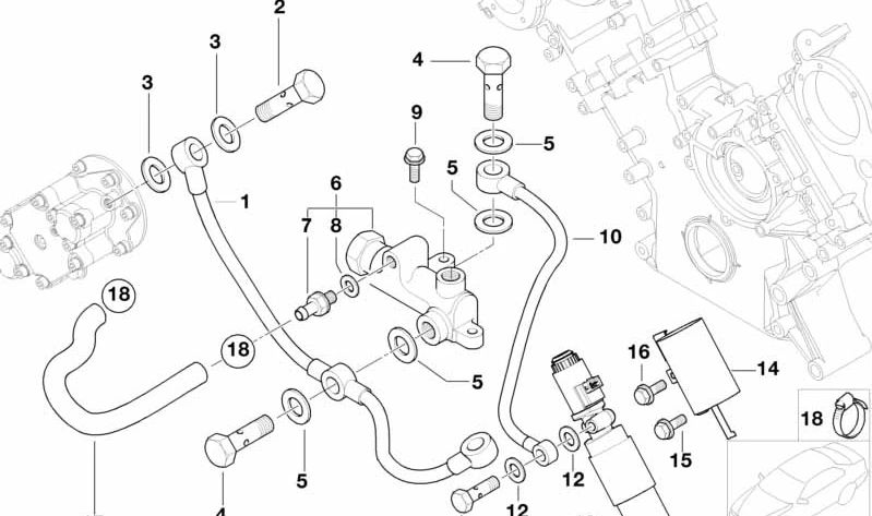 Soporte para BMW Serie 5 E39, Z8 E52 (OEM 11367832158). Original BMW