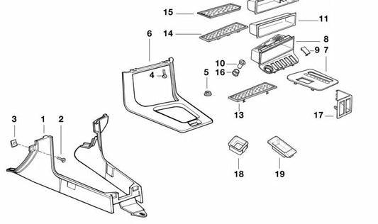 Carcasa de palanca de cambios para BMW E36 (OEM 51168184558). Original BMW.