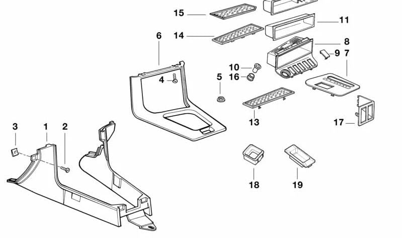 Embellecedor Compartimento de Almacenamiento para BMW E36 (OEM 51168167428). Original BMW