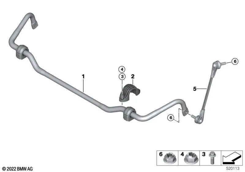 Estabilizador delantero izquierdo para BMW G42, G20, G21, G28, G22, G23, G26 (OEM 31306893359). Original BMW