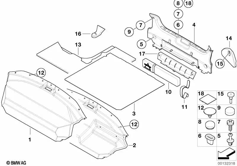 Pannello di rivestimento per vari modelli/serie di BMW (OEM 51472491065). BMW originale