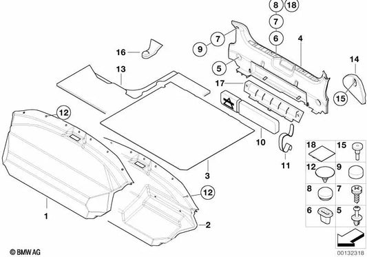 Painel de acabamento para vários modelos/séries BMW (OEM 51472491065). BMW original