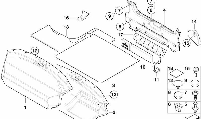 Mat lourd pour le plancher du coffre pour plusieurs modèles BMW (OEM 51478401820). BMW d'origine