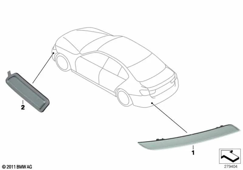 Reflector trasero derecho para BMW Serie 3 F34, F34N (OEM 63147848120). Original BMW