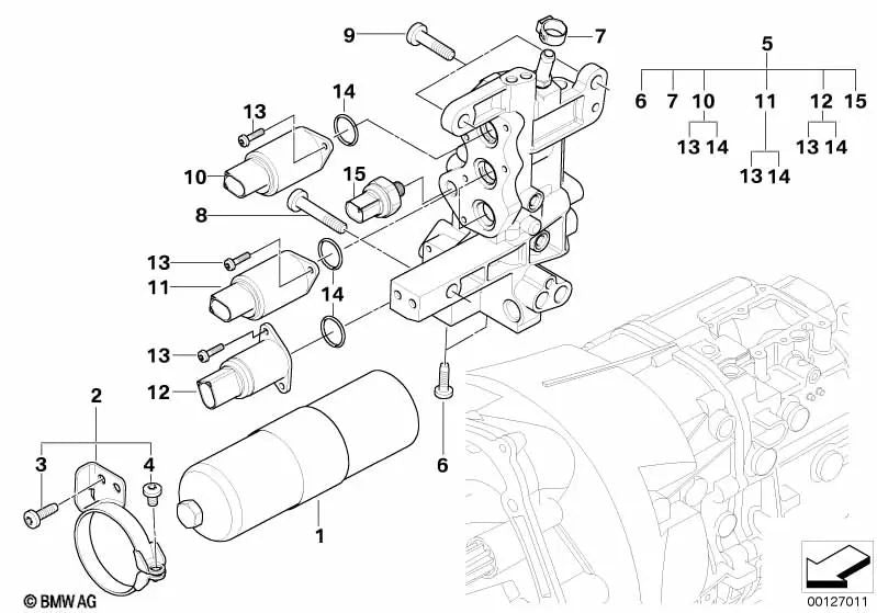 Juego de Válvulas de Cambio para BMW E46 (OEM 23427507026). Original BMW.