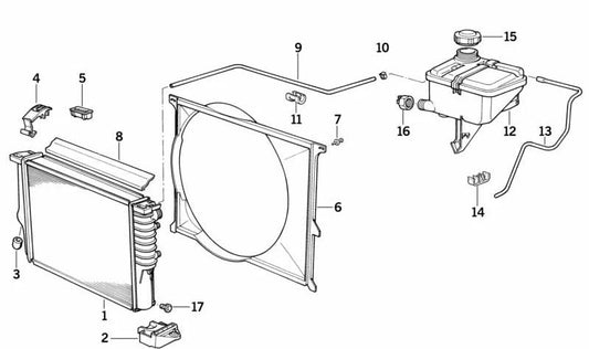 Carcasa del ventilador para BMW Serie 3 E36 (OEM 17112245219). Original BMW.