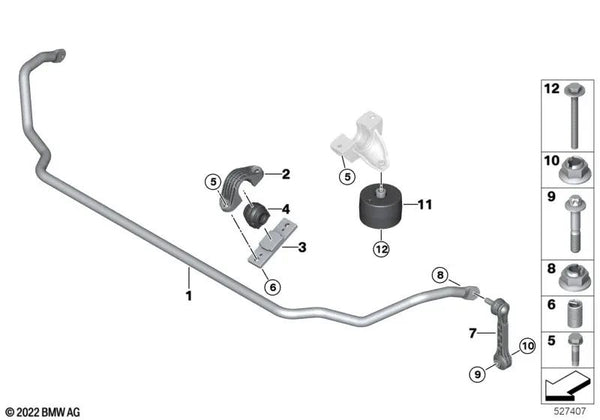 Estabilizador trasero para BMW G60, G70 (OEM 33556898752). Original BMW