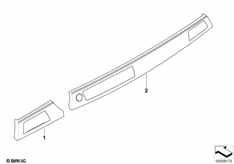 Listón decorativo del tablero de instrumentos de cuero izquierdo para BMW Serie 3 E90N, E92N, E93N (OEM 51457980569). Original BMW