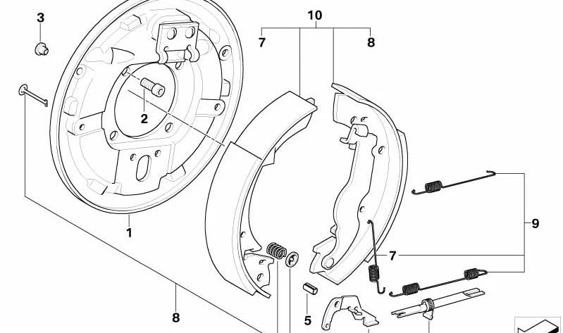 Kit de reparo para sapatos de freio com molas OEM 34219064270 para BMW E30 (BMW original).