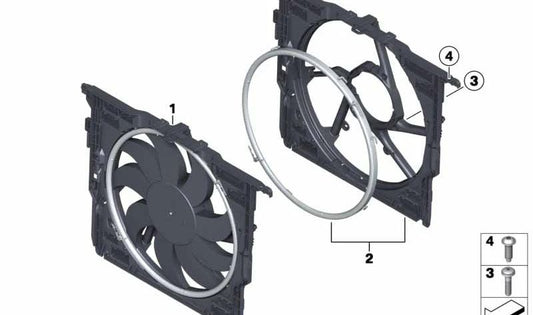 Ventilador con soporte OEM 17422283923 para BMW F10, F06, F12, F13. Original BMW