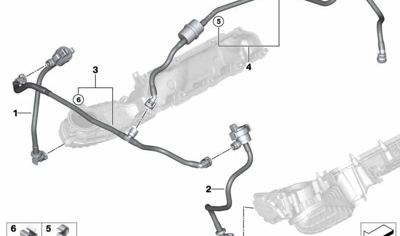 Válvula de ventilación del tanque con manguera OEM 13908601846 para BMW G30, G31, G11, G12, G05, G06, G07. Original BMW.