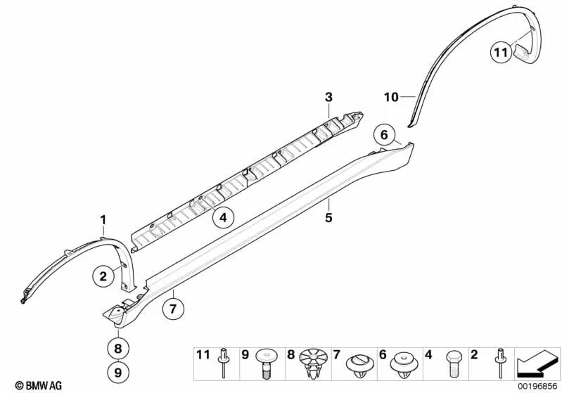 Primed right sill cover for BMW E71 (OEM 51777206664). Original BMW.