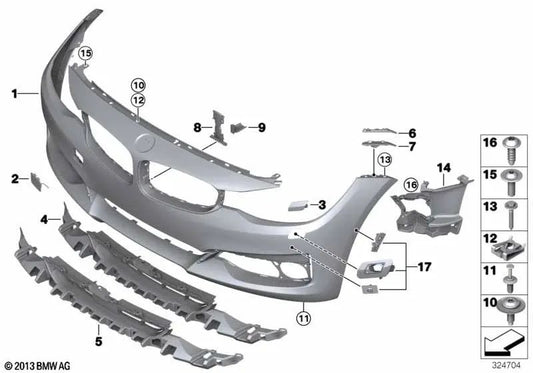 Revestimiento Paragolpes imprimado delantero para BMW Serie 3 F34, F34N (OEM 51117371816). Original BMW