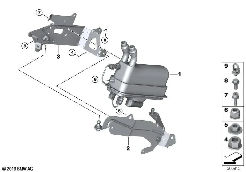 Soporte para calentador instantáneo eléctrico para BMW Serie 5 G30, G31, G30N, G38 (OEM 64126834024). Original BMW