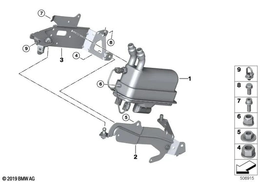 Soporte para calentador instantáneo eléctrico para BMW Serie 5 G30, G31, G30N, G38 (OEM 64126834024). Original BMW